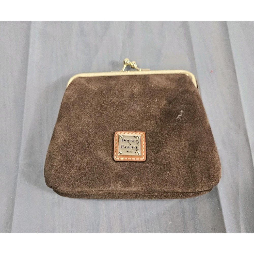 RARE Dooney & Bourke Pebble Grain Leather Framed Coin Purse Caramel